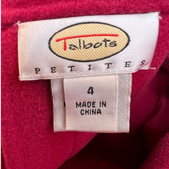 TALBOTS 100% Wool Open Faced Jacket in Raspberry Women's Size 4 Petite - Picture 8 of 8